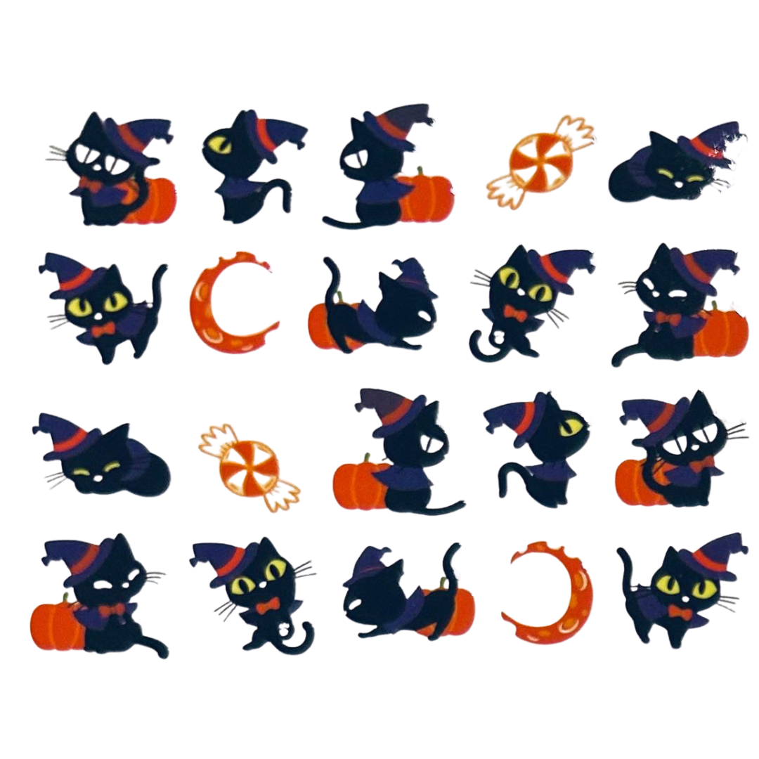 🐱 Wicked Whiskers – Halloween Nail Art Stickers
