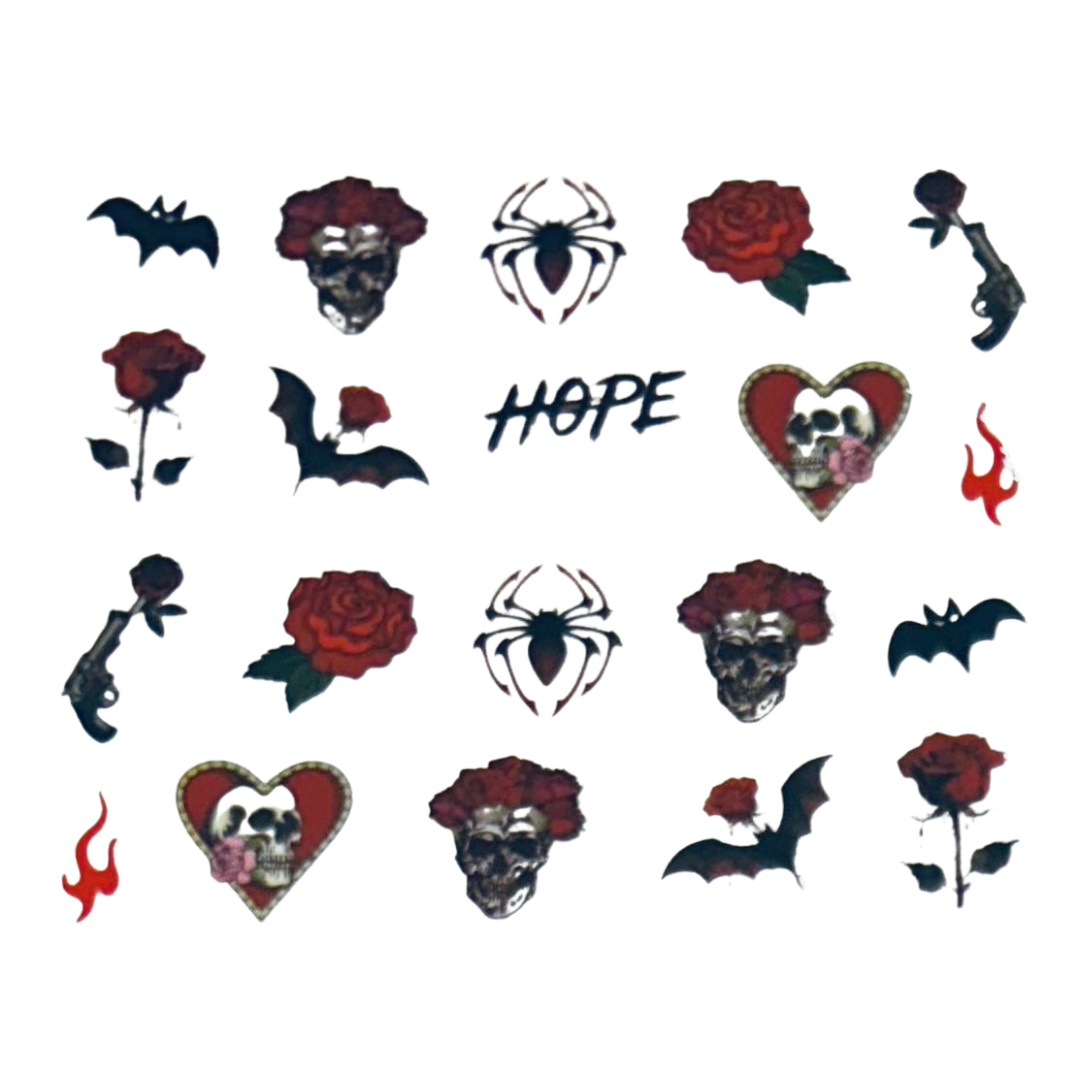 🖤 Crimson Shadows – Gothic Nail Art Stickers