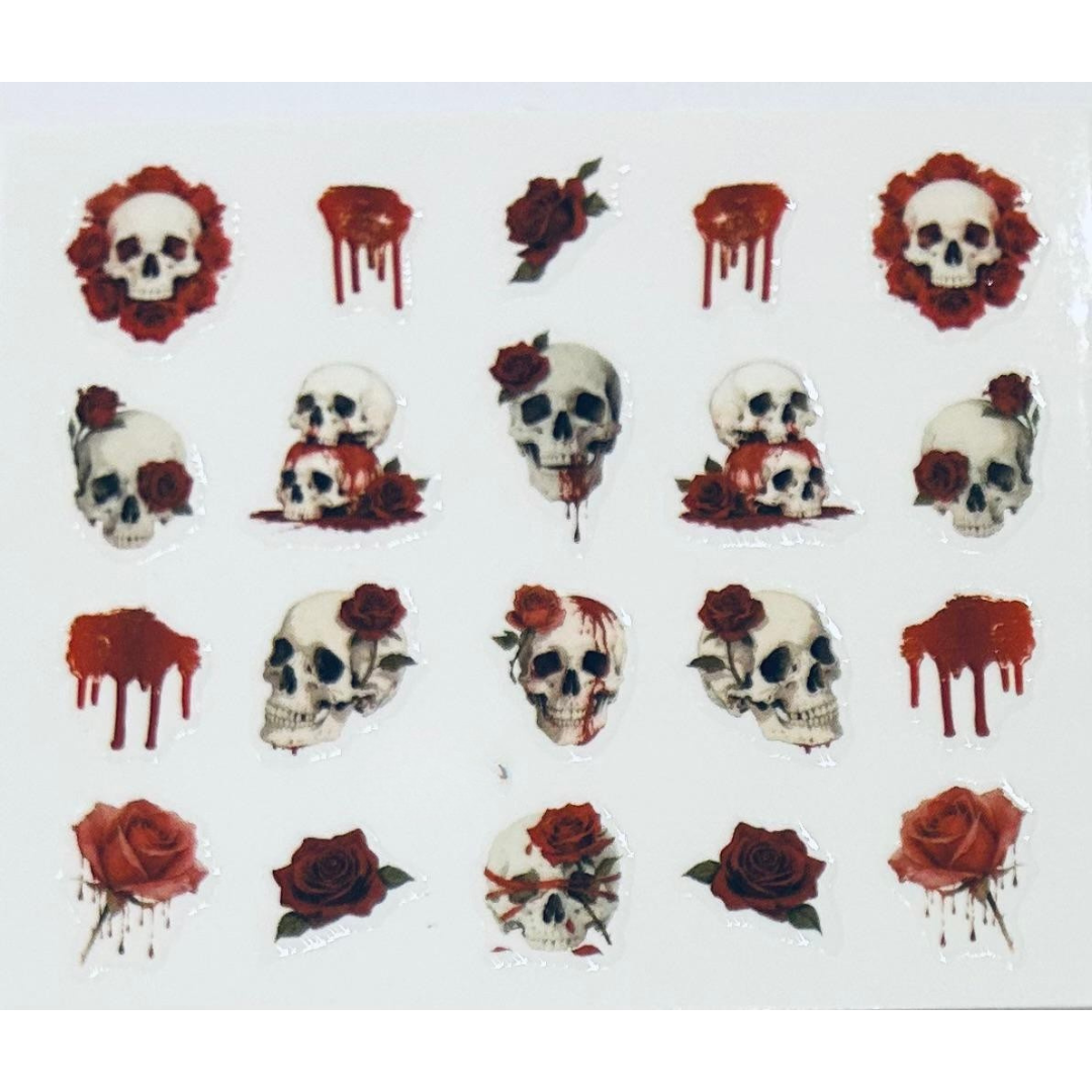💀 Blood Roses – Gothic Nail Art Stickers